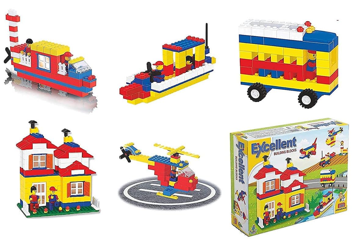 Sxdhk New Plastic 300Pcs Excellent Building Block Game Interlocking Block Set Construction Blocks Toy For Kids (Multicolor)