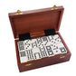 Marion Double 9 Domino Set (55 Tiles) Jumbo Tournament Professional Size With Spinners In Dovetailed Sheesham Wood Box (White Sheesham)