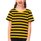 Boys Black Yellow Striped Shirt Girls Bee Costume Kids Summer Short Sleeve Casual Tee Top 13-14 Years
