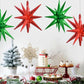 TONIFUL 4 Pcs 22inch 4D Red Green Explosion Star Mylar Balloons 14Point Star Balloons for Party Decorations Backdrop Christmas,N