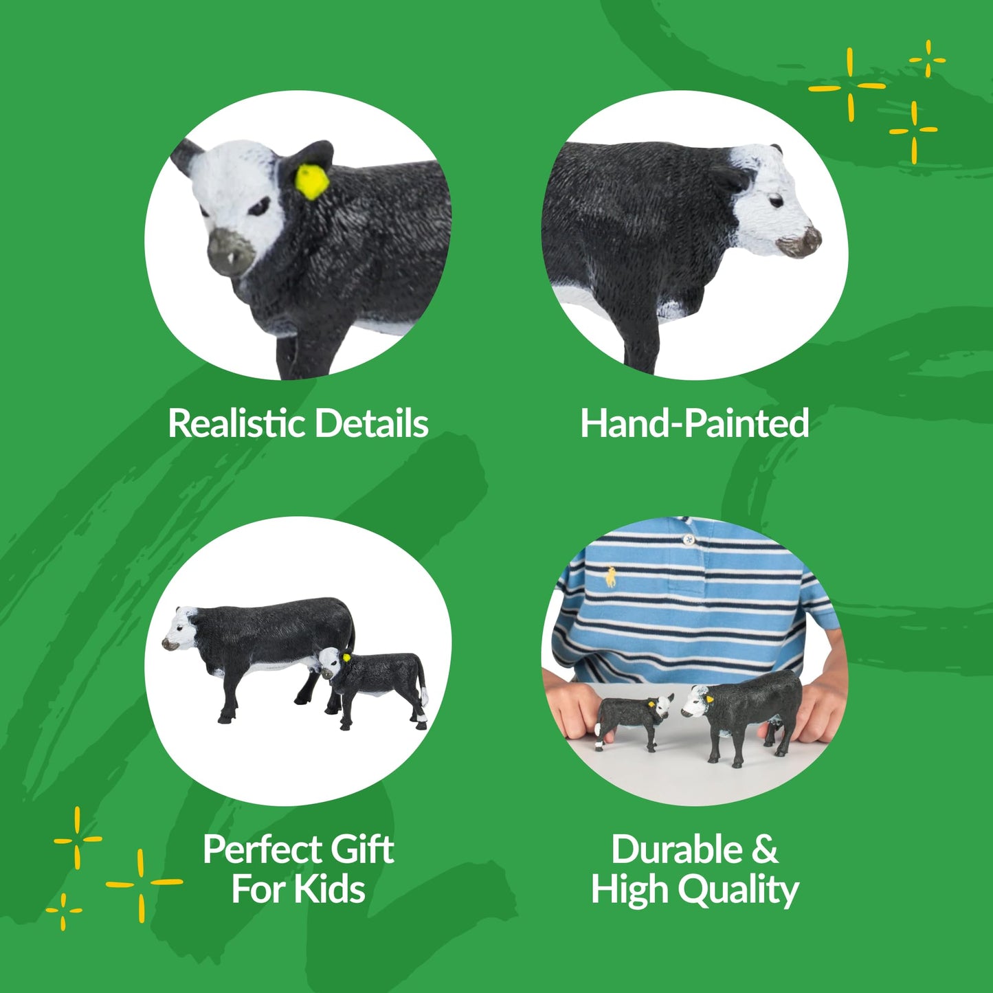 Big Country Toys Black Baldy Cow & Calf - 1:20 Scale - Hand Painted - Farm Toys - Farm Animals
