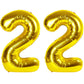 40 Inch Gold 22 Balloon Numbers, 22 Birthday Decorations For Women Men, Number 22 Balloons, Large Foil Mylar Balloons For Birthd