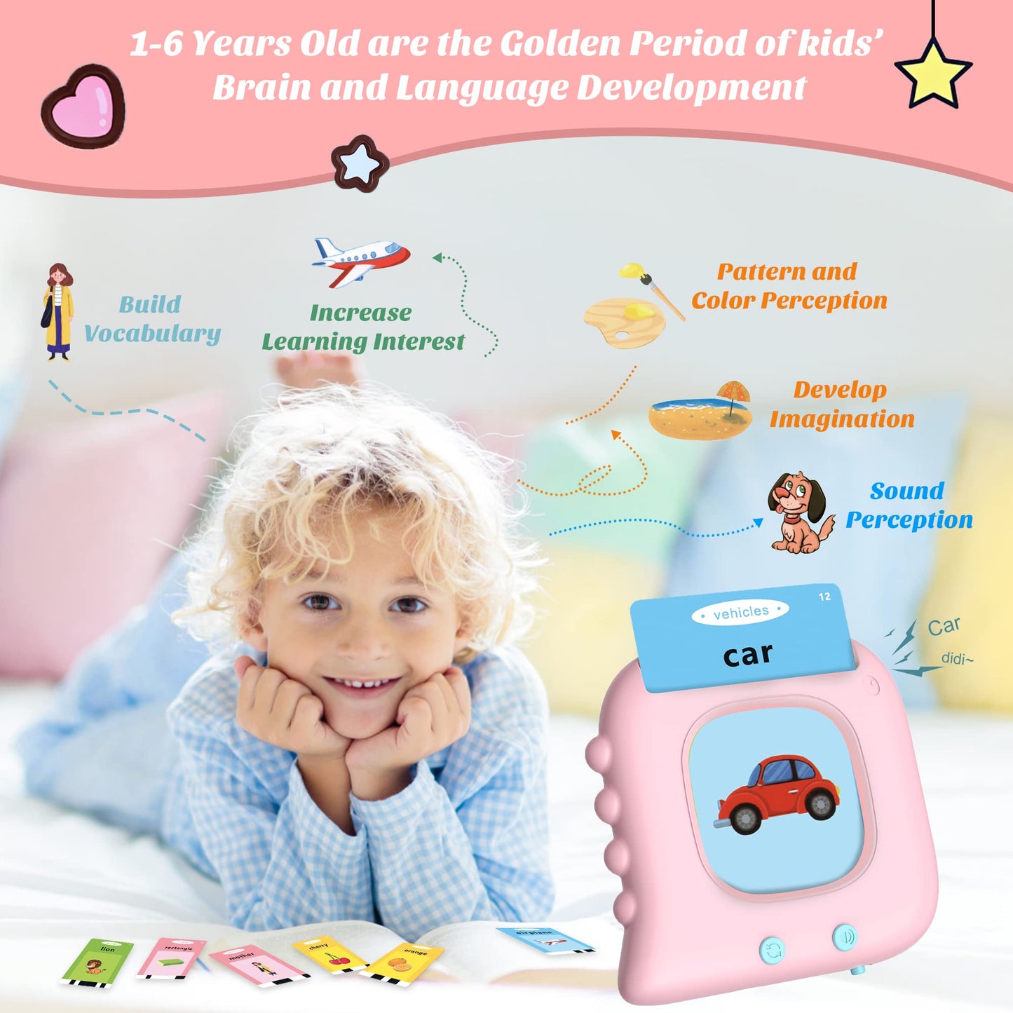 Talking Flash Cards For Toddlers 1-3,Toddler Toys With 384 Sight Words, Montessori Autism Sensory Toy, Pocket Speech Therapy, Le