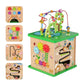 TOOKYLAND 5 in 1 Activity Center, Wooden Play Cube 23"x13"x13", Multicolored Learning Puzzle Toy for Toddlers with Animal Friends and Shapes