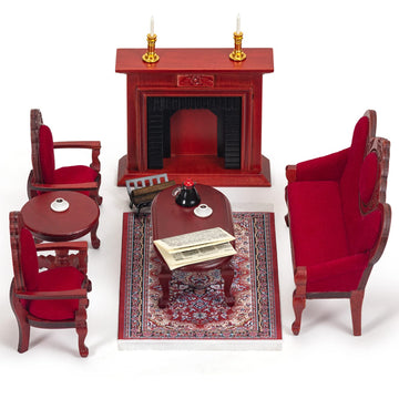 Keldoner Wooden Dollhouse Furniture 1 12 Scale, Doll House Furniture Toys For Dollhouse Living Room Incl Classical Sofa Fireplac