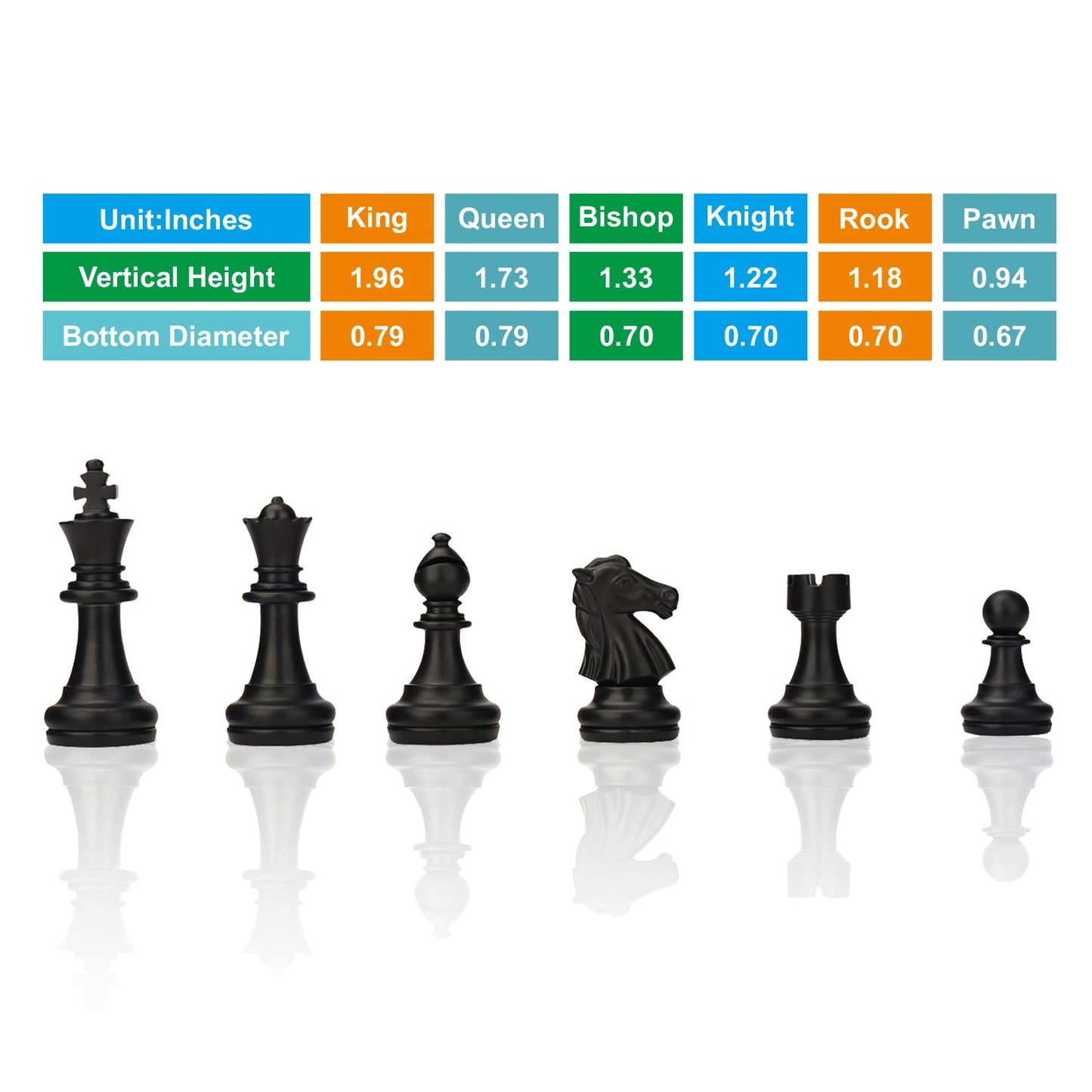 Quadpro Chess Pieces Only, Magnetic Plastic Chessman Set For Replacement Of Missing Pieces, Include Storage Bag (1.96” King - Small)
