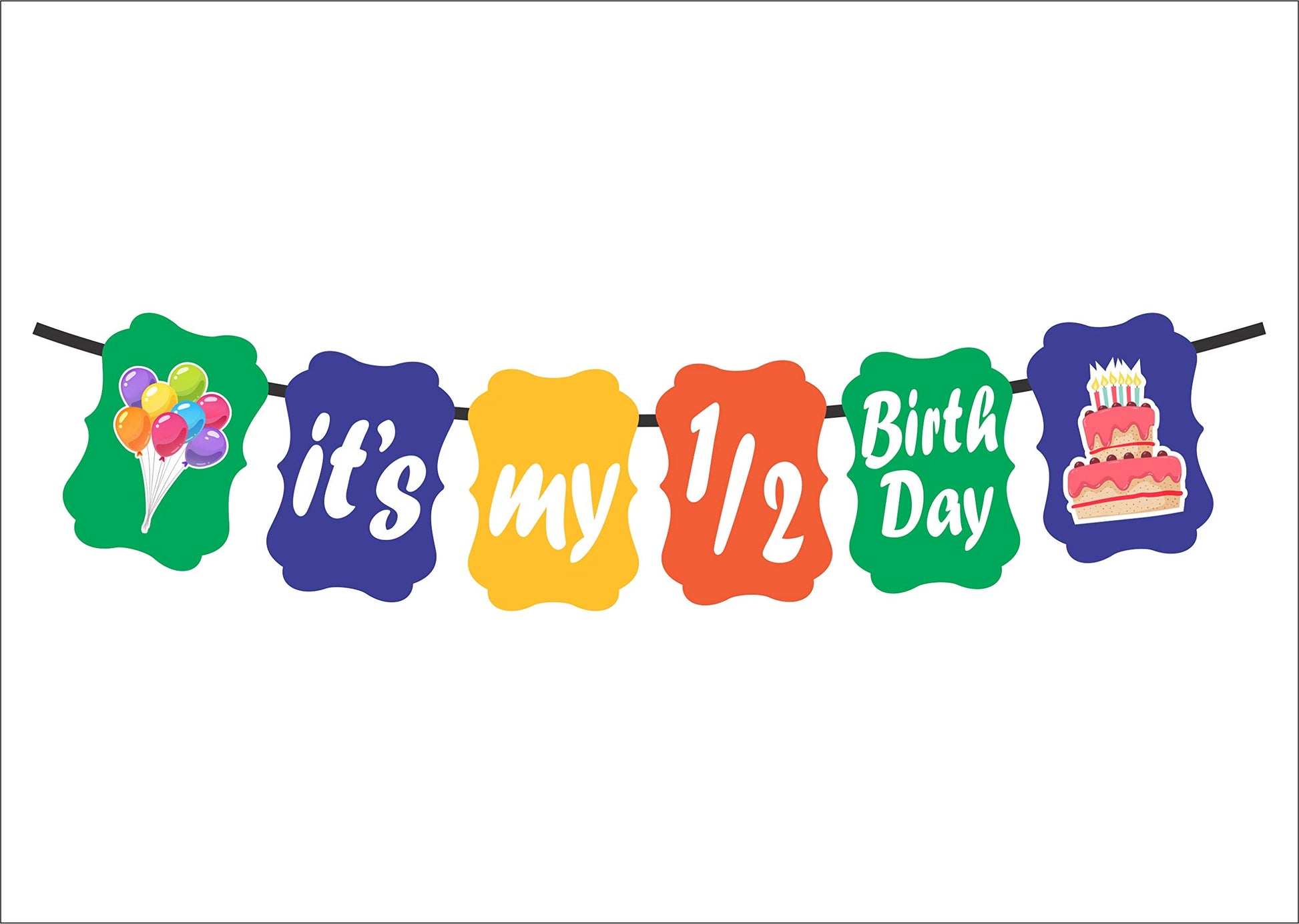 Syga Half Month, 1/2 Month Baby Birthday Banner Of Birthday Party Decoration Photo Shoot Banner  Multicolor