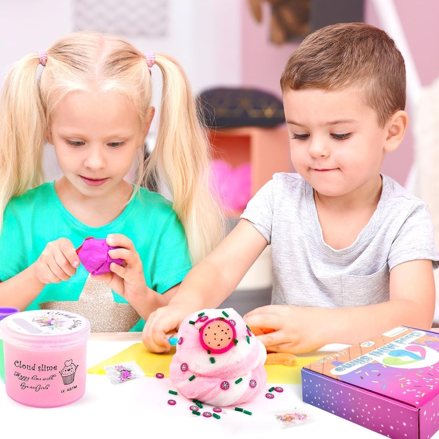 ZHNEHAOKAN Cloud Slime 15-Pack - Colorful Scented Soft Non-Sticky Slime for Kids, Perfect Valentine’s Day Party Favors and Goodie Bag Stuffers