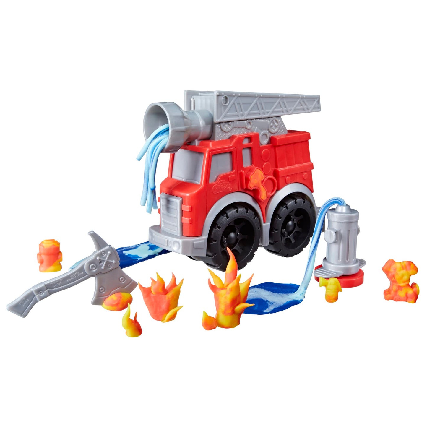 Play-Doh Wheels Fire Engine Playset with 2 Non-Toxic Modeling Compound Cans Including Water and Fire Colors, Firetruck Toy for K