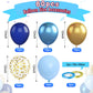 Paready Blue And Gold Latex Balloons, 60 Pcs 12 Inch Navy Blue Metallic Gold Confetti Balloons, Blue Party Balloons For Baby Sho