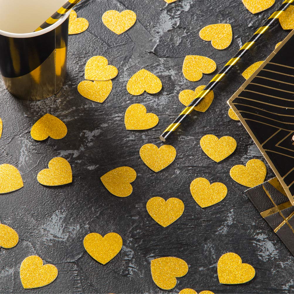 MOWO Glitter Heart Confetti Wedding Party Decor and Table Decor 1.2 in Diameter (Gold glitte,200pc)