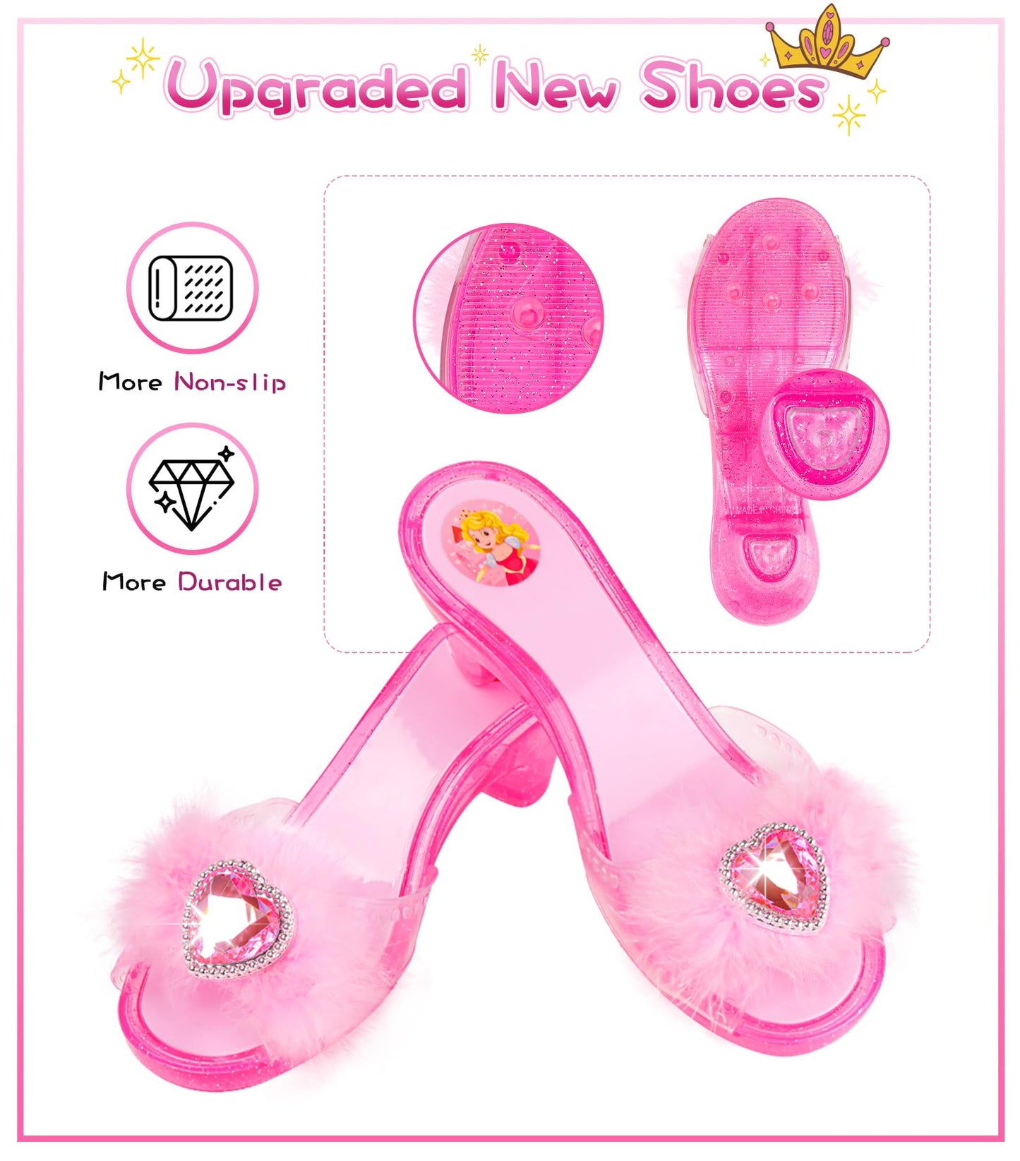Jeowoqao Dress Up Shoes Princess Dresses For Girls, Little Girls Princess Dress Up Clothes Set 1Pc Tutu Skirt With 3Ps Skirt Vei