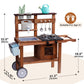 Robud Mud Kitchen For Kids Outdoor With Wheels, Wooden Outdoor Play Kitchen, Kids Mud Kitchen With Removable Sink & Faucet, Mont