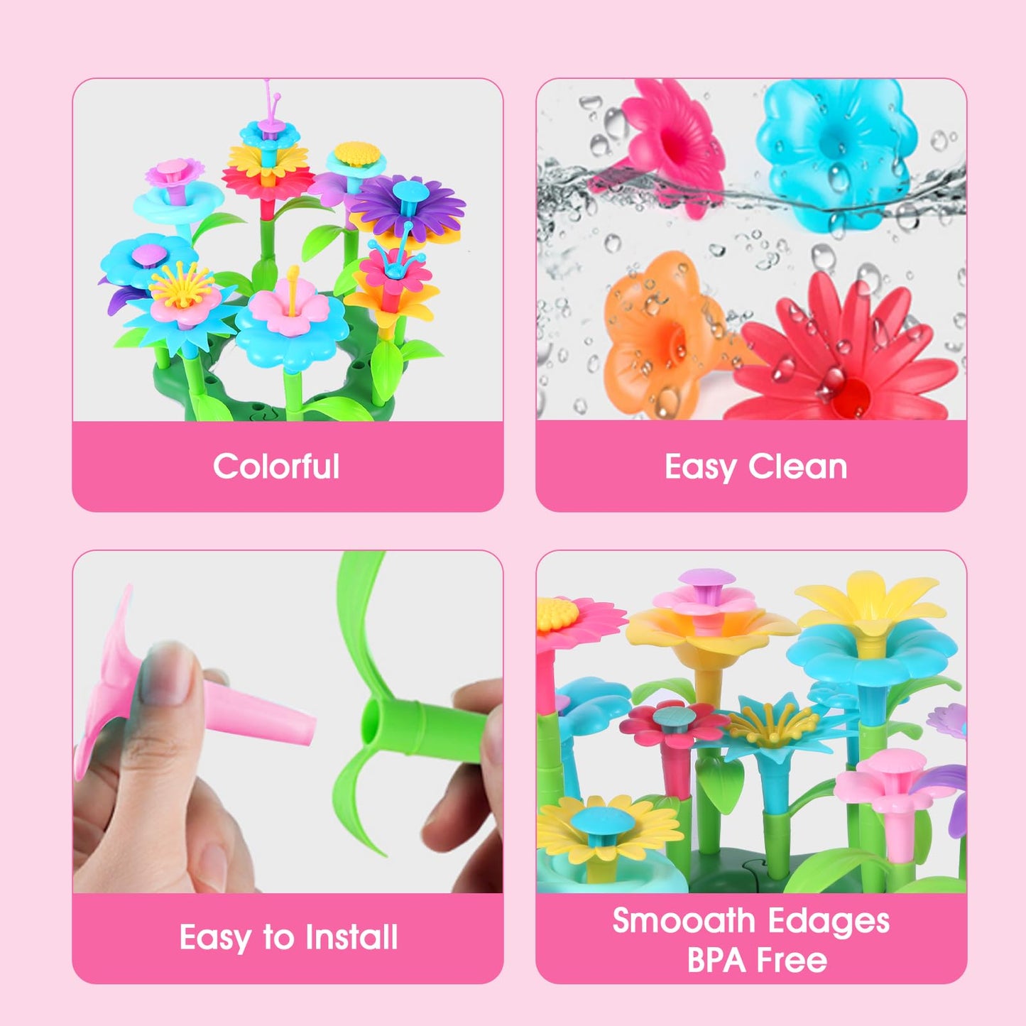 Yevior Gifts Toys For Girls Flower Garden Building For Kids Age 3, 4, 5, 6, 7 Year Old,Toys Gifts For Toddlers Play Set Educatio