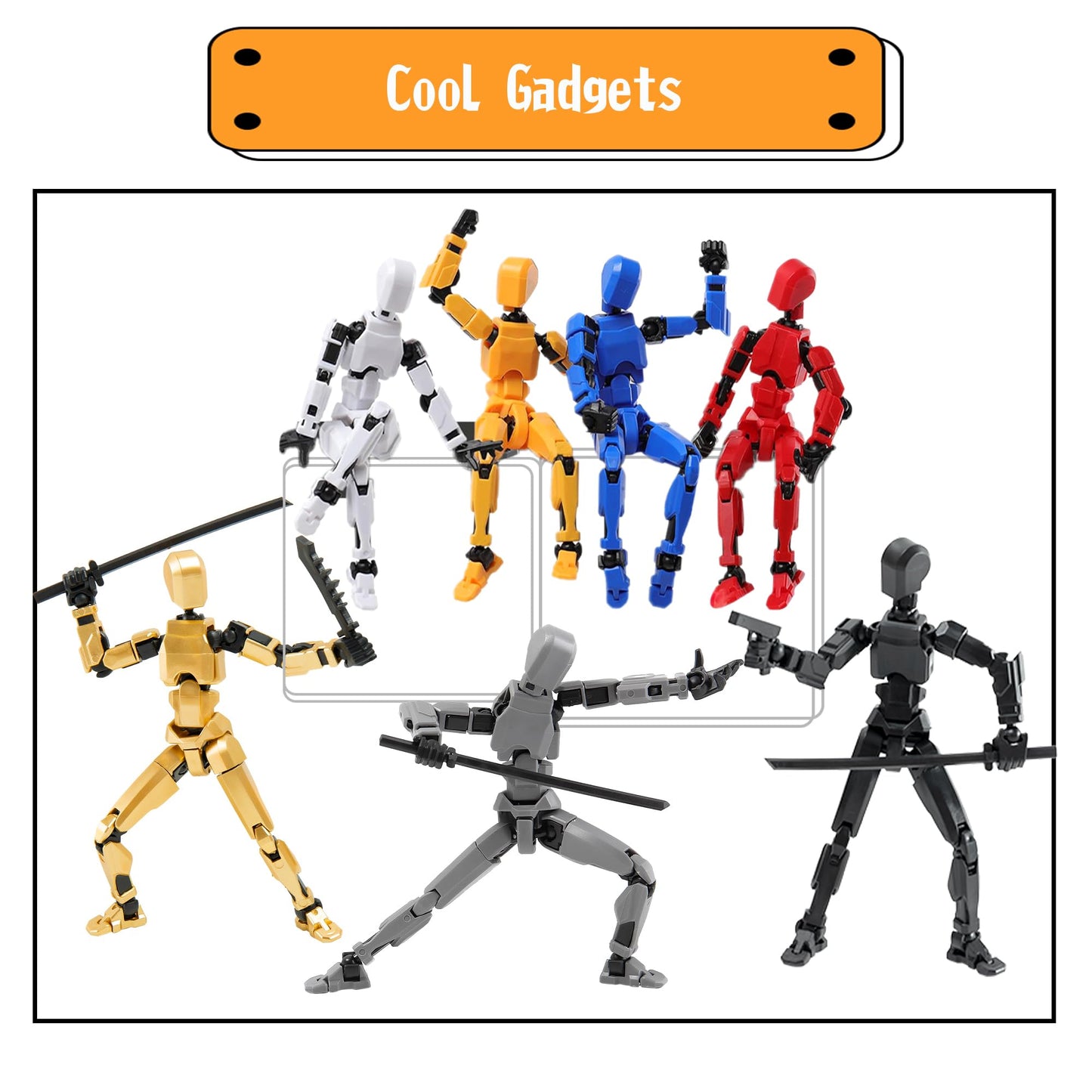 Sulliwayu 4PCS Assembled Titan T-13 Action Figures Set Lucky Dummy Nova 13 Action Figure Robot Anime Stick Figures Fidget Toys f