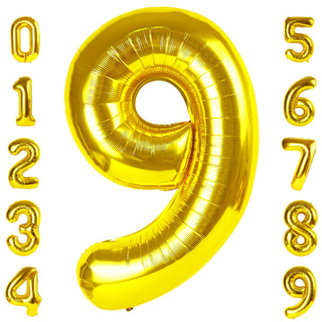 Gold 9 Balloon Number 40 Inch, Number 9 19 29 39 1989 Birthday Balloons Large Foil Mylar Decorations For Birthday Party, Engagem