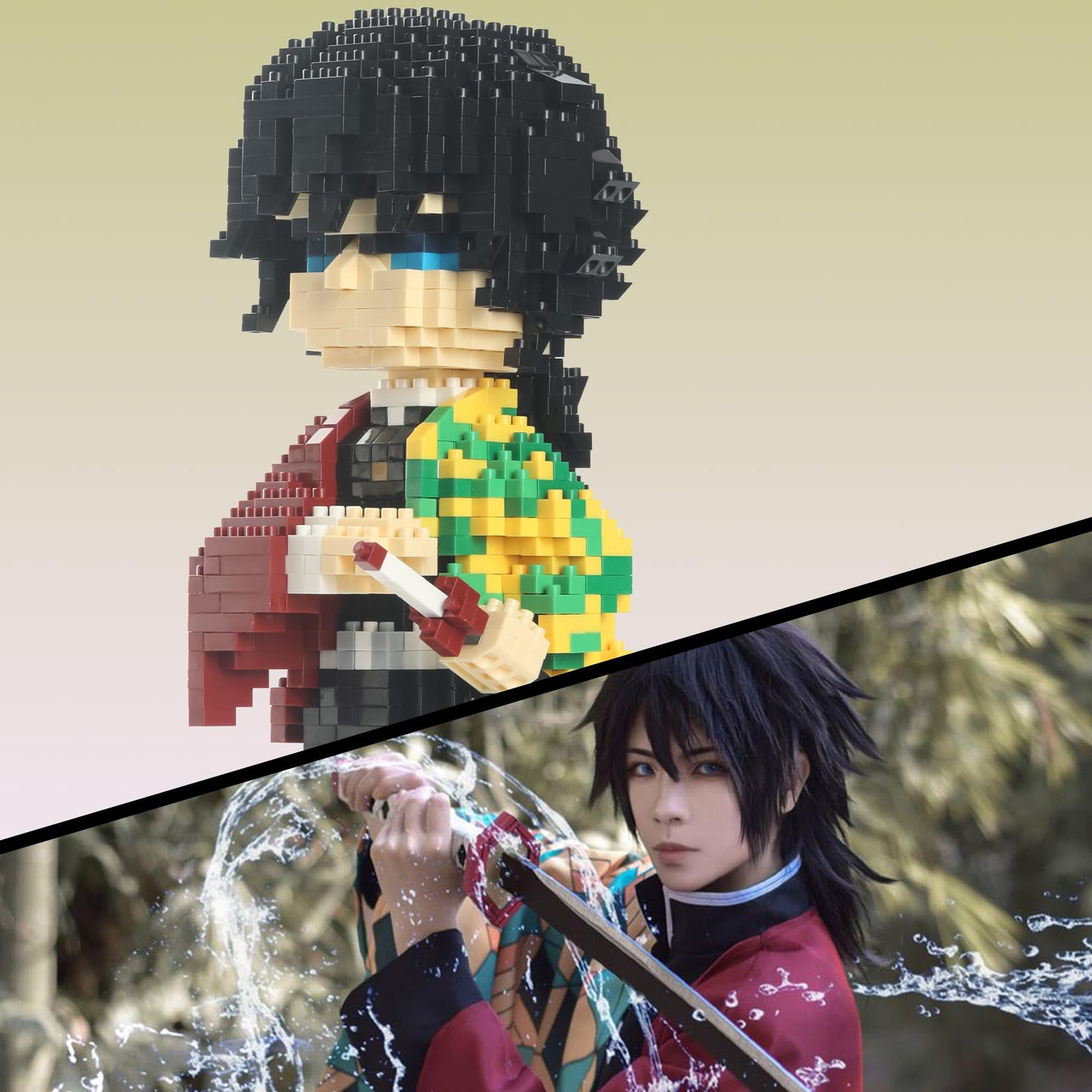 MACTANO Anime Demon Slayer Giyuu Tomioka Figure Building Set Micro Mini Building Block Toy for Kids mature-themed