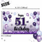 LASKYER Happy 51st Birthday Decorations,51st Purple Balloon Large Birthday Banner Backdrop Sign,51 Years Old Bday Party Supplies