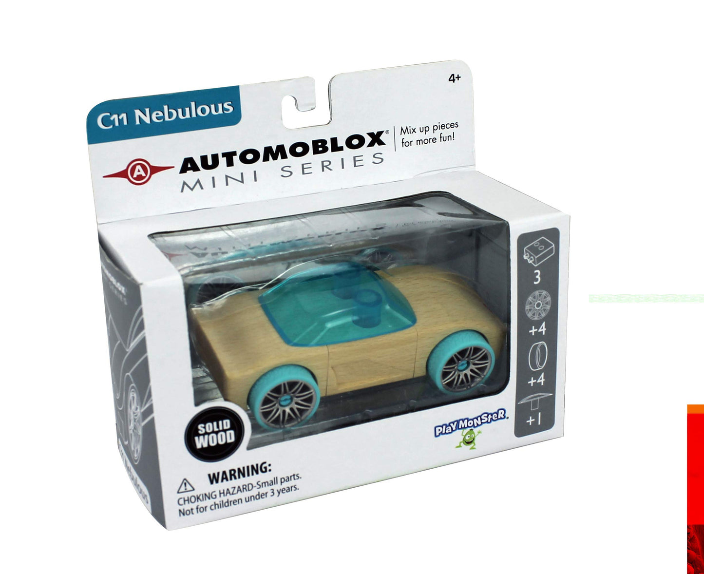 Automoblox Mini C11 Vehicle - Aqua Blue, 4.75" x 1.75", Wood Toy, Model 55106