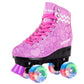 Skate Gear Extra Support Quad Roller Skates For Kids And Adults (Graphic Purple W Led, Youth 1)