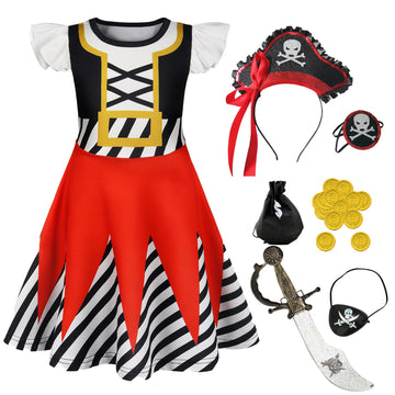 Eledobby Buccaneer Dress For Girls Pirate Costume Halloween Outfits Birthday Party Cosplay Dresses