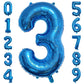 Paticool 40 Inch Blue Number Balloon 3, Large Number Foil Balloons Mylar For Girl Boy Birthday Party Celebration Decorations Sup