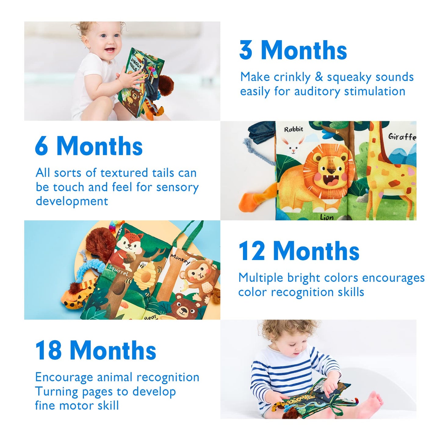 Hahaland Baby Books 0-6 Months, Infant Tummy Time Toy High Contrast Sensory Baby Toys 6 To 12 Months Touch Feel Book Baby Gifts For Boy Girl 0-3 Months Easter Basket Stuffers