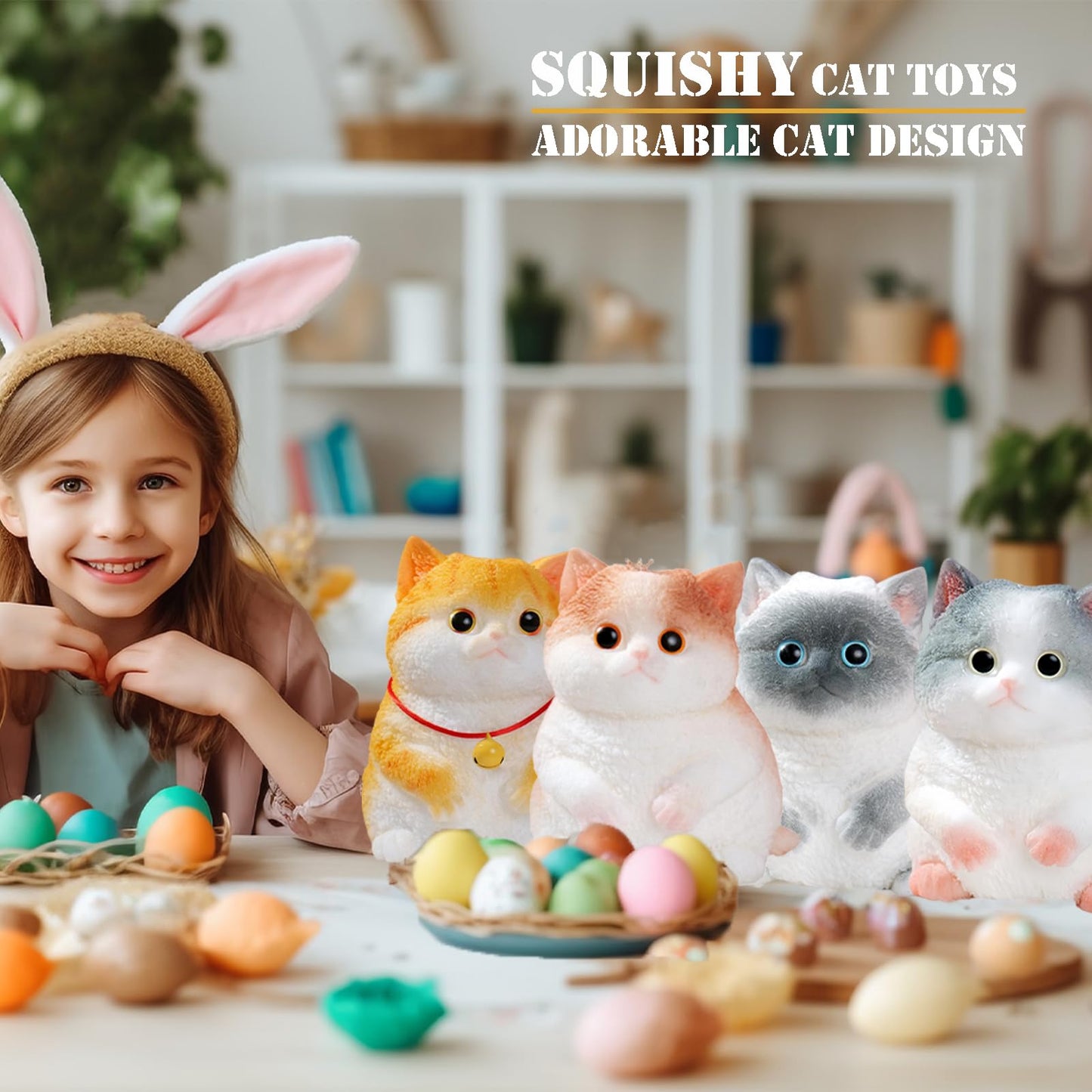 YJPPDD Big taba Squishy Cat  Handmade Squishy Cat for mature-themed/Kids  Stress Relief Cute & Soft Cat Design  Perfect Squeeze Toys Gift for Relaxation and Fun (Medium 5''*3'')