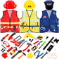 Bonuci 3 Sets Kids Role Play Clothes for Kids Age 3-7 Years Old  Dress up Costumes Vest Set Police  Fireman and Worker for Toddler Kids Boys Pretend Role Accessories