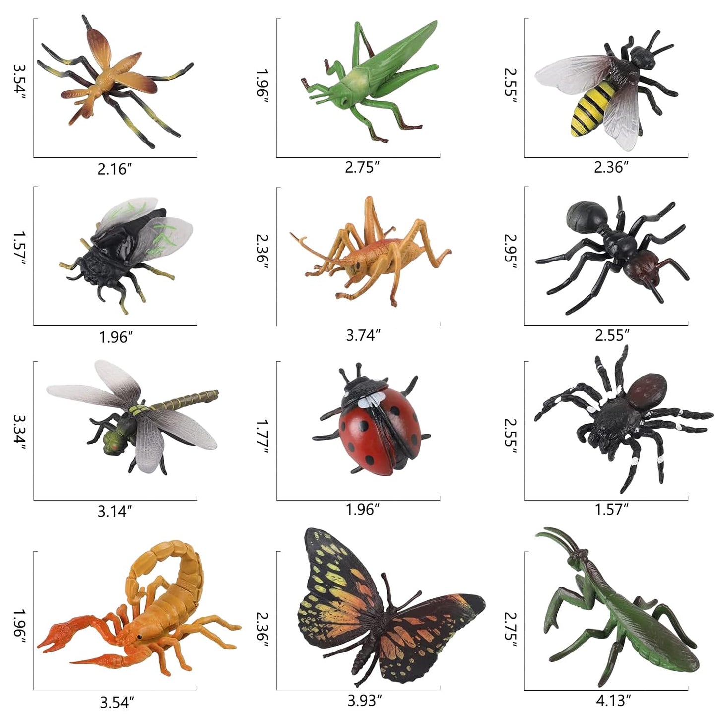 Boticako 12 Pcs Large Insects And Bugs For Kids - Plastic Bugs And Insects For Kids, Plastic Bug Toys | Animal Figures Halloween