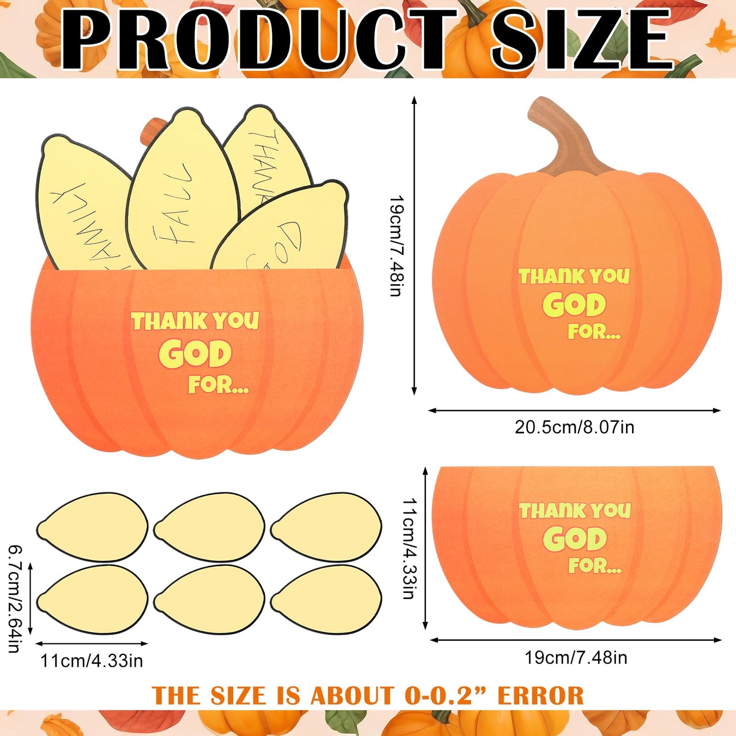 AmazingSpark 36 Set Thanksgiving Pumpkin Craft Kits Christian Give Thanks Crafts Pumpkin Seeds Thank You God Decorations for Tha