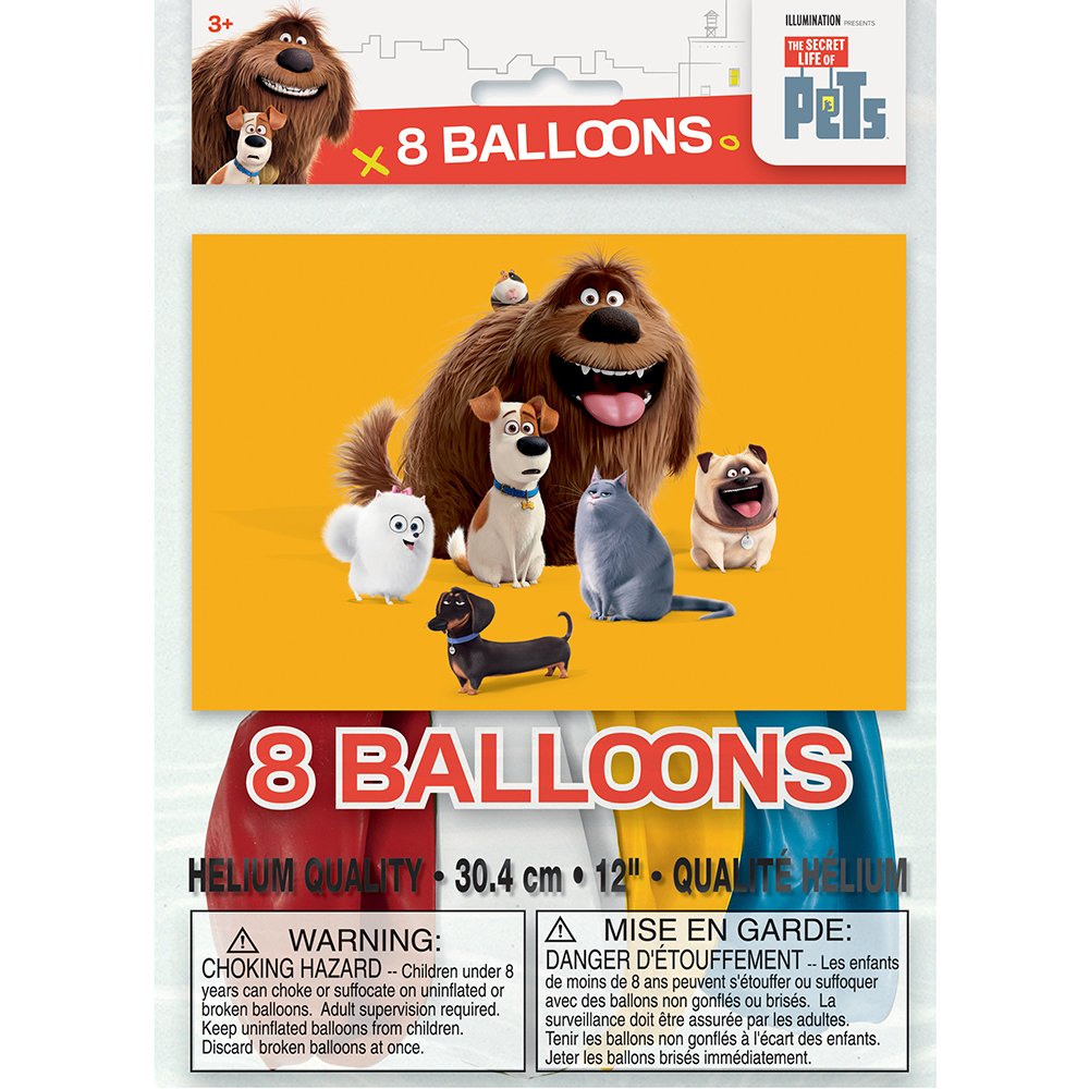 Secret Life of Pets Latex Balloons - 12, Assorted Colors, 8 Pcs