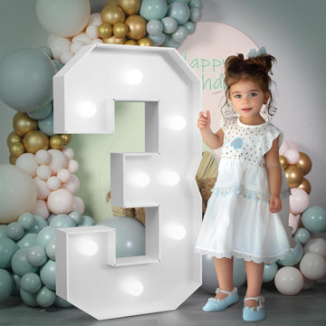 Imprsv Light-Up Numbers 3Rd Birthday Decorations: Large 3Ft Marquee Number 3 30Th Birthday Women Men Three Year Old Birthday Dec