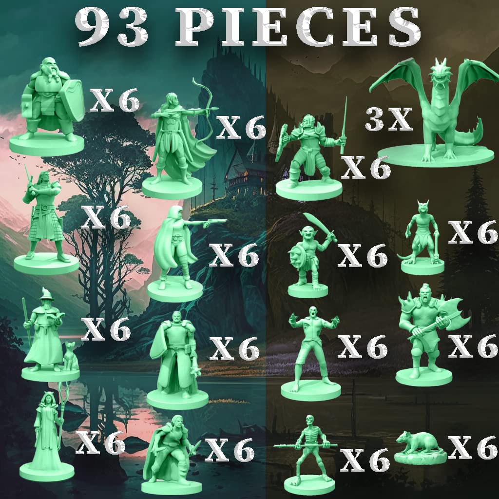 House Of Bodian Mythical Heroes Mini Figure Set For Rpgs - 93 Pcs In 16 Designs - Heroes And Monsters - Suitable Size For Dnd
