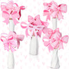 Cinnvoice 30 Pcs Bow Party Decorations Coquette Bow Table Toppers Birthday Table Decor Coquette Party Centerpieces Sticks for Bi