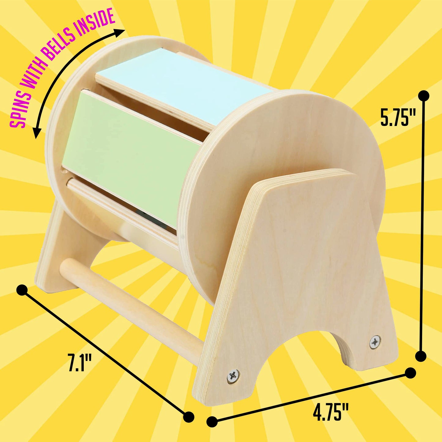 Montessori Mama Spinning Rainbow Drum: Montessori Toys for Babies 0-6 Months Wood-Constructed Educational Montessori Baby Toys f