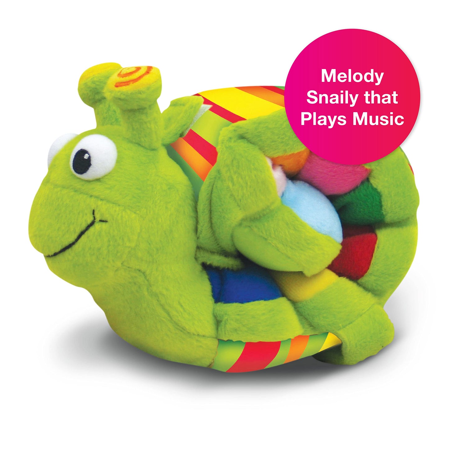 Edushape Melody Snaily, Musical Plush Toy - Soft Snail Infant Musical Animal With Sound Keyboard & Straps For Attaching To Car, Crib Or Stroller On The Go - Musical Sensory Developmental Through Sound
