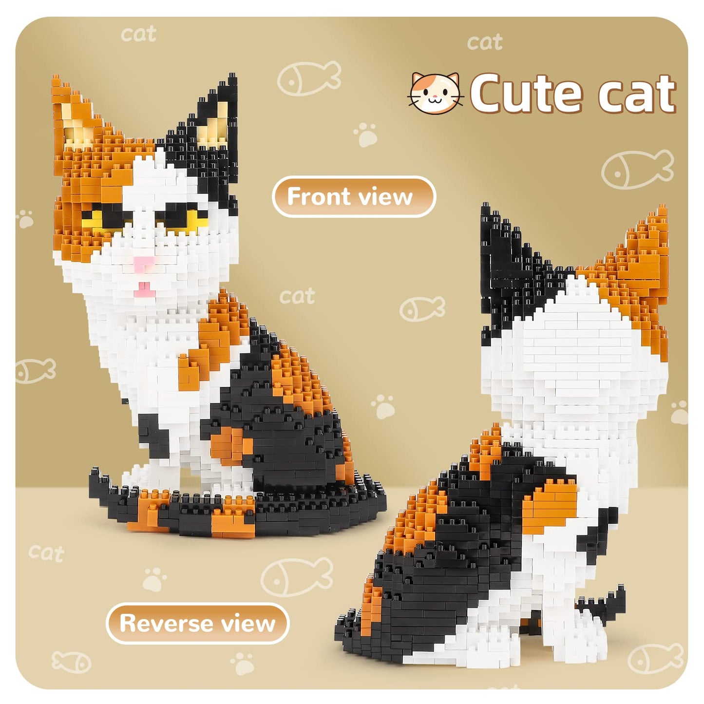 Qlt Qiaoletong Cat Mini Building Blocks Cute Animals Sets For Goodie Bags, 1300 Pcs Micro Mini Building Toy Diy 3D Bricks Kit For Adults, Party Favors For Kids, Birthday Gift For Boys Girls