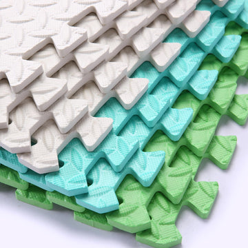Foam Play Mat For Baby, 0.4 Inch Thick Foam Interlocking Floor Mats, Soft Non-Toxic Baby Playmat, Solid Colored Puzzle Play Mat Kids Floor Mats, 16 Tiles, White/Green/Tender Green