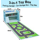 Livememory Toy Car Garage Box - Blue Fabric Storage with Play Mat (Cars Not Included)