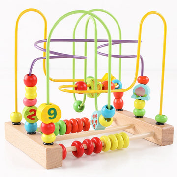 Qzmtoy Wooden Toys For Toddlers, Bead Maze Toy For Toddlers With Colorful Animals Fruits Shapes, Educational Counting Learning Circle Toys For Kids, Classic Gifts For Boys Girls Baby