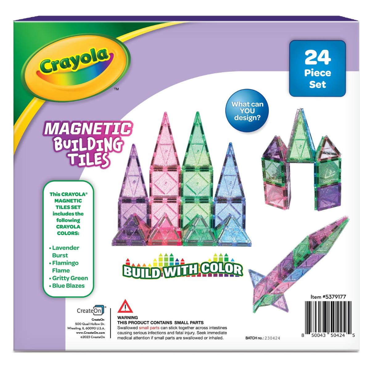 CreateOn Crayola Glitter Magnetic Tiles, Building Set for Kids, Magnetic Tiles, Kids Building Toys, STEM & Montessori Toys for B