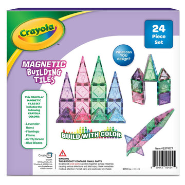CreateOn Crayola Glitter Magnetic Tiles, Building Set for Kids, Magnetic Tiles, Kids Building Toys, STEM & Montessori Toys for B