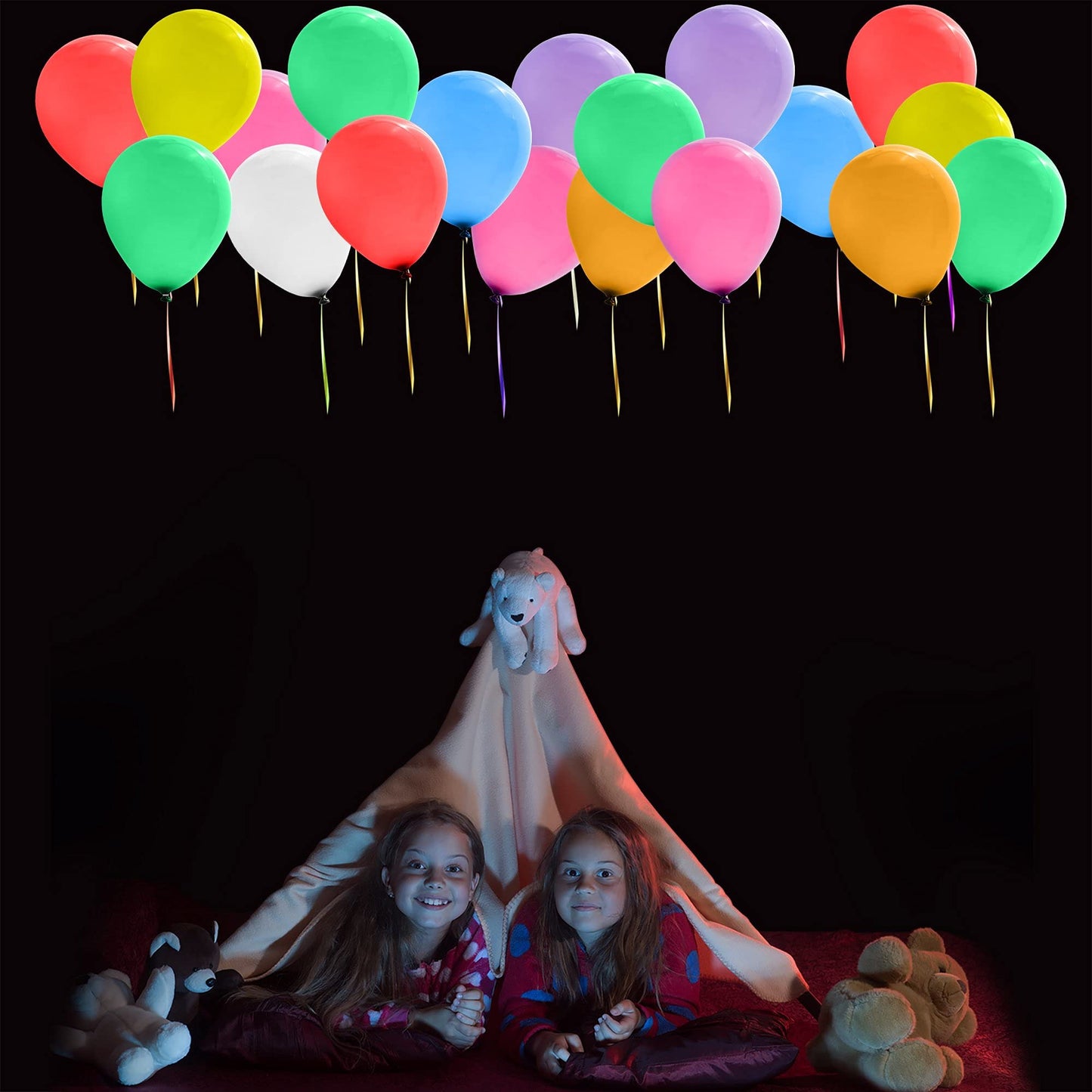 Ifunow Led Balloons Flashing, 32 Pack, 8 Colors Light Up Balloons, Lasts 12-24 Hours For Glow In The Dark Party Supplies, Birthd