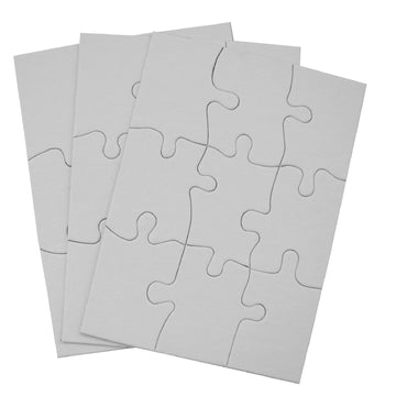 Inovart Puzzle-It 9-Piece Blank Puzzle, 24 Puzzles Per Package, 4' X 5-1/2', White