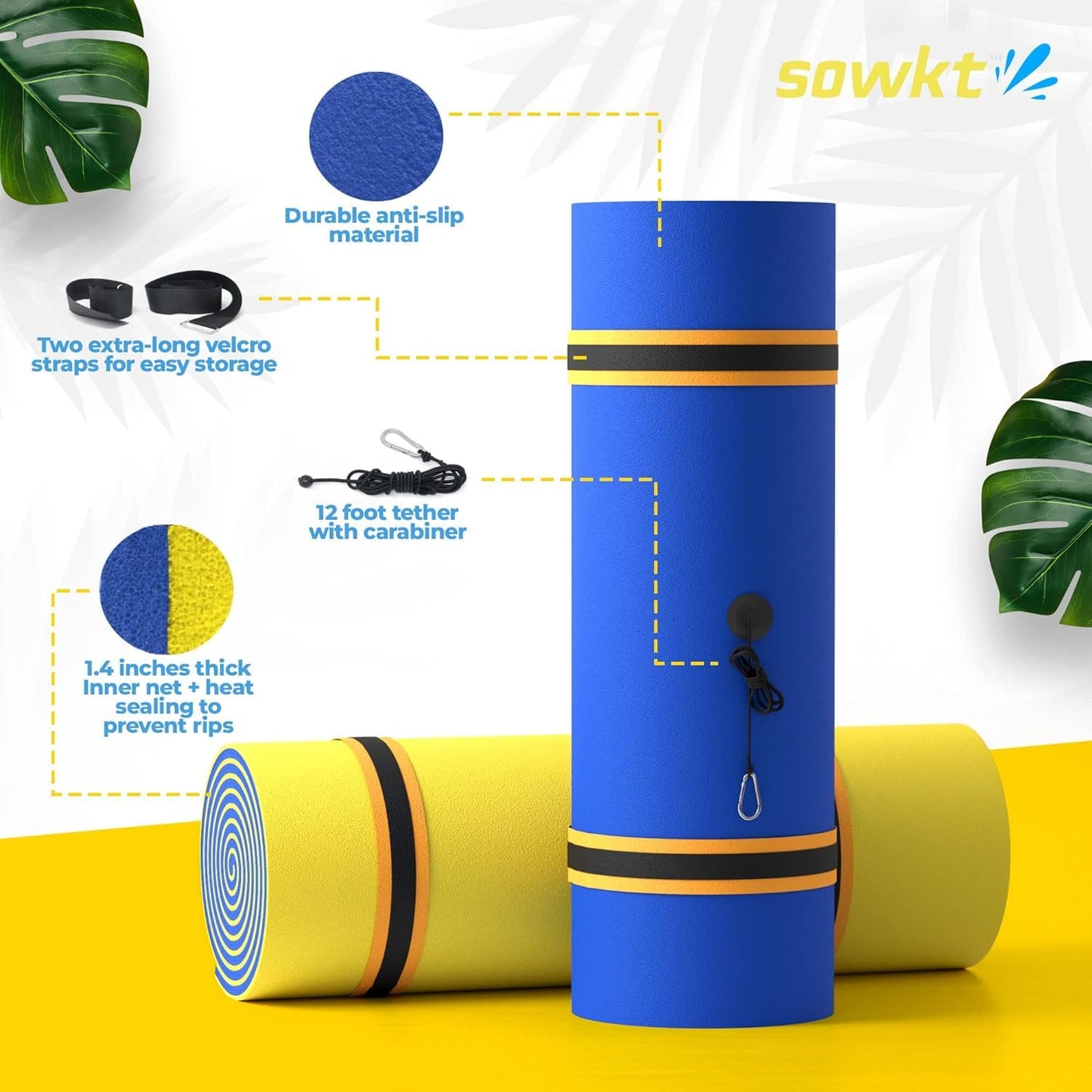 Sowkt Lily Pad Floating Mat (18 X 6 Ft) - Made In Usa - Premium Floating Water Mat For The Lake And Boating - Giant Floating Wat
