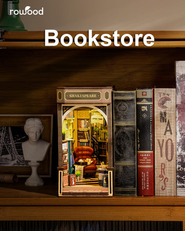 Rowood Book Nook,Diy Book Nook Kits For Adults,3D Wooden Puzzle Bookend Miniature Kit,Bookshelf Insert Decor Alley,Wood Craft Hobbies For Women/Men,Birthday Bookstore