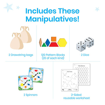 Hand2Mind Pattern Blocks Pop-Up Learning Activity Center, Create And Play Pattern Blocks, Foam Shapes, 3D Shapes Manipulatives, Geometric Shapes For Kids, Learning Shapes For Kindergarten