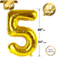 Gold Number 5 Balloon 40 Inch, 5 Balloon Number, 5Th Birthday Decorations, Gold Party Supplies For Boys Girls