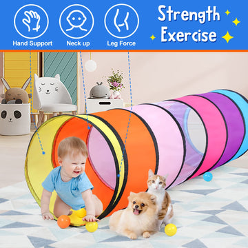 Swehouse Colorful Play Tent Tunnel For Babies, Toddlers, Kids - With Mesh Windows, Indoor Outdoor Pop Up Tunnel Toy Gift